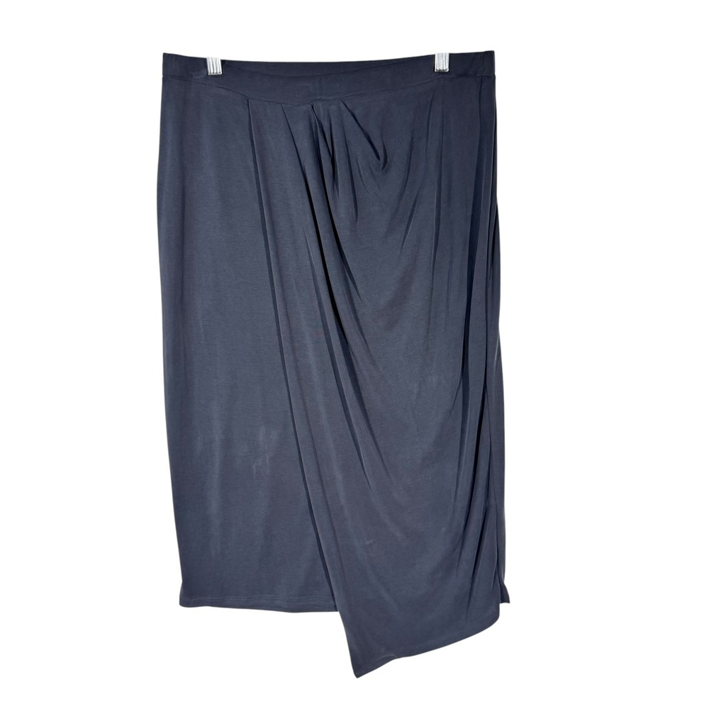 RO & DE Skirt Women's XL Gray Draped Asymmetrical Modal Midi Pull On Modern - Picture 1 of 9